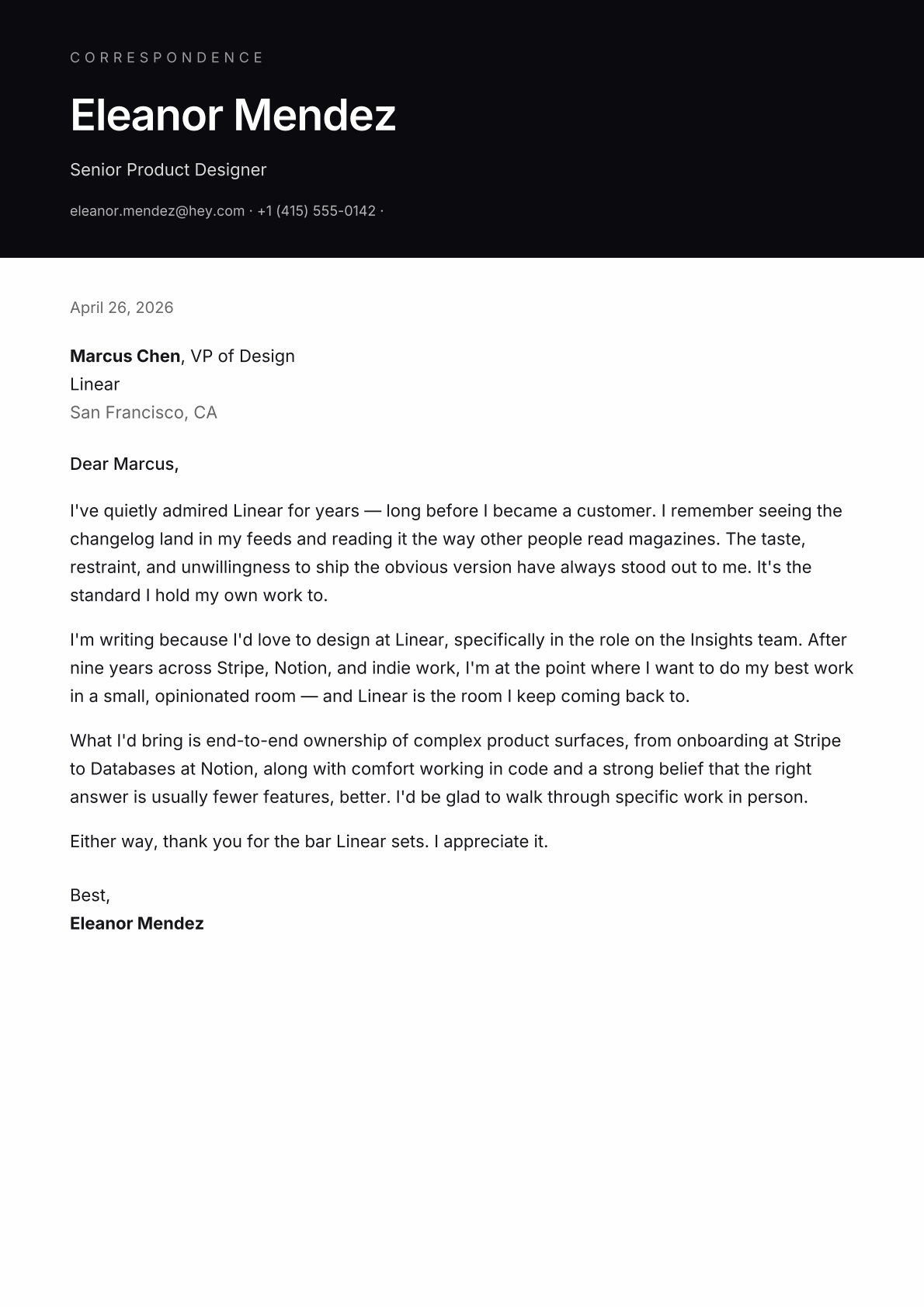 Beacon Letter template preview