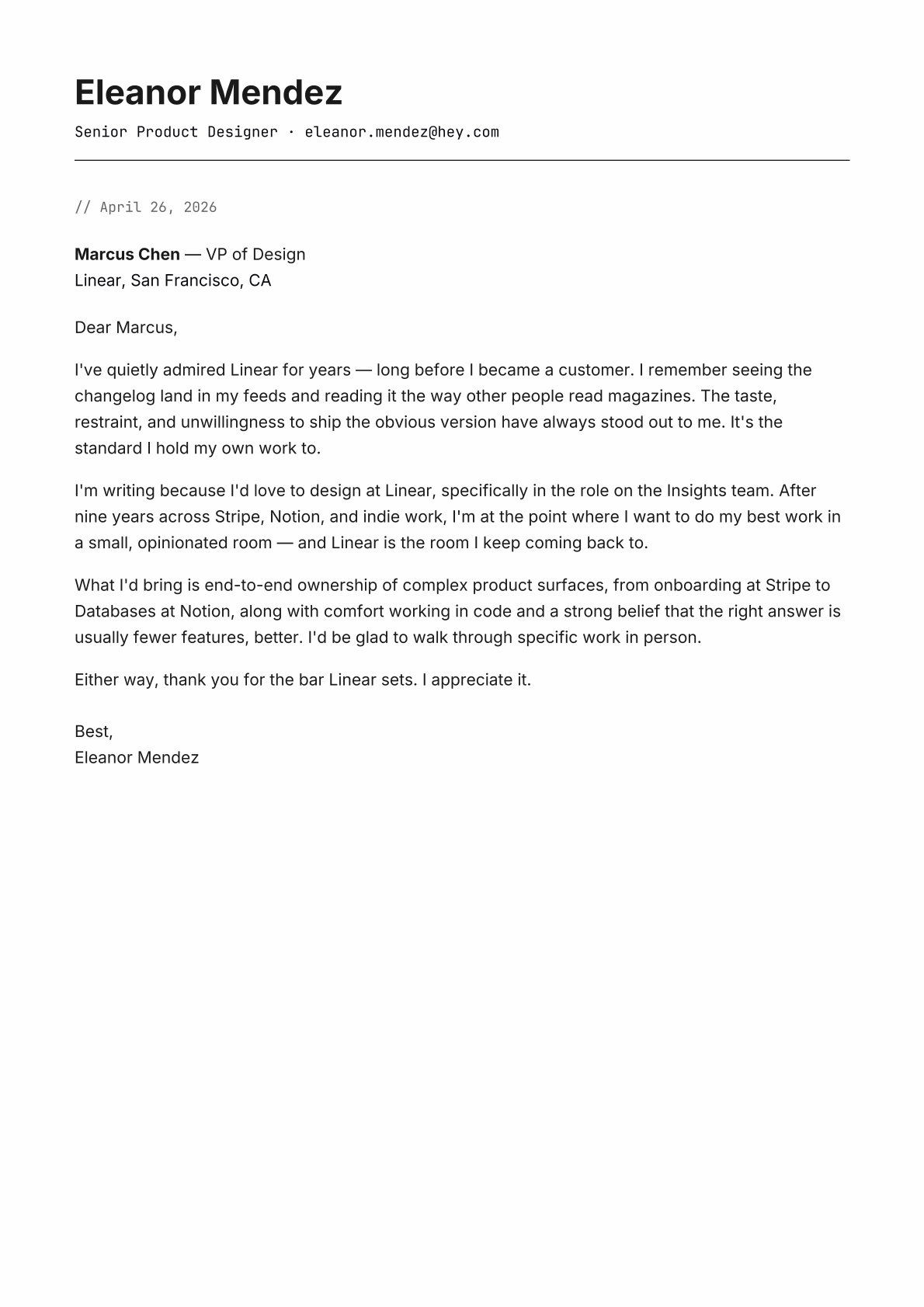 Helix Letter template preview