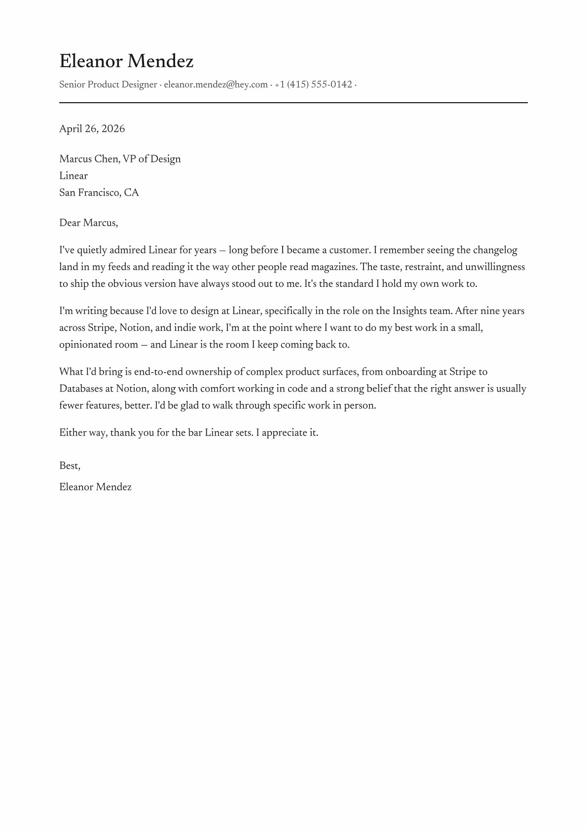 Ledger Letter template preview