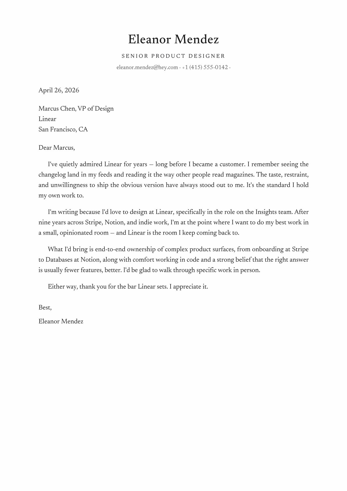 Vellum Letter template preview