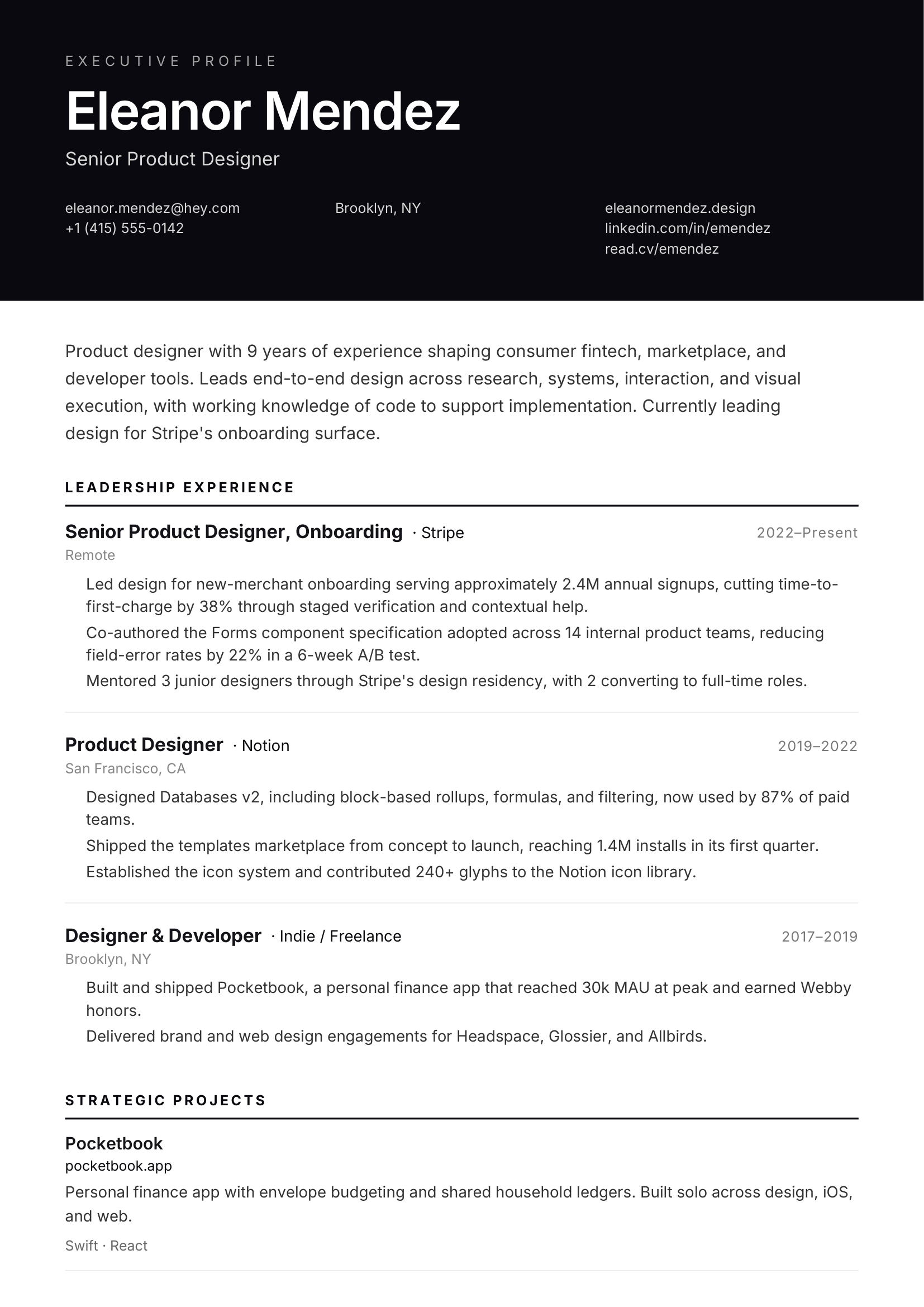 Beacon resume template preview